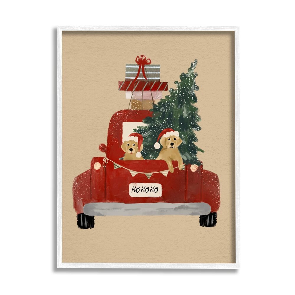 4081 Dogs Wearing Festive Hats Christmas Tree Truck, Design by Laura